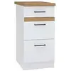Image de Meuble bas de cuisine JUNONA 40 cm 3 tiroirs + plan de travail Blanc brillant
