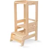 Image de MeowBaby Tour d'apprentissage Tour d'observation pour Enfants Montessori Learning Tower Bois Naturel Kitchen Helper pour Petit Bebe Bambin Made in EU Transparent en occasion ou reconditionné
