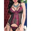 Image de Guêpière dentelle rose noir S