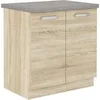 Image de Meuble bas 2 portes battantes avec plan de travail - Décor chêne sonoma - L 80 x P 51,6 x H 82 cm - LASSEN