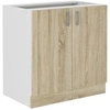 Image de Meuble bas SARA - 2 portes - Décor chêne sonoma - L80xP48xH82 cm - Plan de travail non inclus - Fabriqué en Pologne
