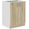 Image de Sara - Meuble bas 2 Portes - Décor chêne Sonoma - L60 x P48 x H82 cm - Plan de travail non inclus