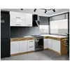 Image de Cuisine complète d'angle - Mélaminé chêne Lancelot et gris matera - 270 x 150 cm - Plan de travail non inclus
