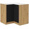 Image de Modena - Meuble bas d'angle - 2 Portes - 89 x 89 cm - Chêne artisan et noir mat - Plan de travail non inclus