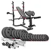 Image de Banc de Musculation Pliable HS-1065 avec Pupitre de Curl, Papillon, Presse à jambes et Set d'haltères de 75 kg en plastique, disques de 31 mm et