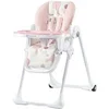 Image de Chaise haute bébé YUMMY Plateau réglable Tablette amovible Roulettes - rose