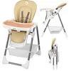 Image de LIONELO Linn Plus chaise haute bebe 6-36 mois jusqu'à 15 kg, deux plateaux amovibles, ceintures à 5 points, réglage de la hauteur du siège du dossier et du plateau en Cuir Caoutchouc, Beige en occasion ou reconditionné