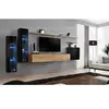 Image de Ensemble mural - Switch XI - 2 vitrines LED - 1 banc TV - 1 vitrine carrée - 3 étagères - Bois et noir - Modèle 2
