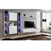 Image de Ensemble mural - Switch XVI - 2 vitrines LED - 2 vitrines carrées - 1 banc TV - 1 étagère - Bois et blanc - Modèle 1