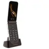 Image de Téléphone Clapet Senior Double écran Autonomie 7 jours Socle de charge Marron