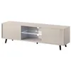 Image de Selsey Meuble TV Debout sur Pieds Noirs Armoire De Télévision avec Éclairage LED 140 cm Beige Gris Lefyr en occasion ou reconditionné