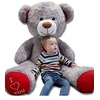 Image de Nounours en peluche énorme Teddy Bear 75+85 gris-rouge