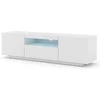 Image de Meuble TV bas universel AURA 150 cm à suspendre ou à poser Blanc mat avec LED