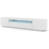 Image de Meuble TV bas universel AURA 200 cm à suspendre ou à poser Blanc mat avec LED