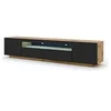 Image de Meuble TV bas universel AURA 200 cm à suspendre ou à poser Chêne artisan / Noir mat avec LED