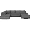 Image de Canapé d'angle panoramique convertible - 7 places - INDIAN - Tissu 100% polyester - Gris - L360 x P228 cm