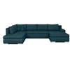 Image de Canapé d'angle panoramique convertible -7 places - INDIAN - Tissu 100% polyester - Bleu canard - 360 x 228 cm