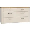 Image de Commode NELLEKE - 6 tiroirs - Décor Sable et Bois - L156,3 x P41,3 x H83,1 cm