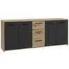 Image de Buffet bas PILVI 4 portes 3 tiroirs chêne artisan noir, 179,2 cm