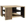 Image de Table basse CARDIGAN - Décor chene artisan et noir - L80 x P80 x H45 cm - Poignées en métal noir