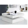 Image de table basse plateau rotatif - carré blanc brillant - 78 x 78 x 36 cm