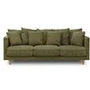 Image de Canapé fixe 4 places CONSTANCE - Tissu vert - Pied en bois massif - L 212 x H 87 x P 93 cm