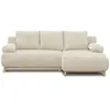 Image de Canapé D'Angle Droit Convertible 3 Places - Velours Côtelé Beige - Coffre De Rangement - L218 X P98/145 X H84 Cm