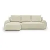 Image de Canapé D'Angle Gauche Convertible 3 Places Milo - Velours Côtelés Beige - Coffre De Rangement - L 264 X H 84 X P 99/145 Cm