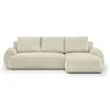 Image de Canape angle fixe en.casa 3 places en velours beige 145 x 264 x 100 cm