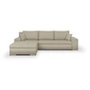 Image de Canapé d'angle convertible réversible + coffre de rangement - Tissu Beige - L 289 x P 94/188 x H 88 cm - INDIAN
