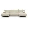 Image de Canapé panoramique convertible MIKA 6 places coffre Velours côtelé beige 313 x 145 cm