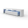 Image de Meuble TV 190 cm - blanc mat / blanc brillant avec LED