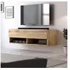 Image de Meuble TV suspendu 1 porte abattante 100x33x31 cm naturel - LESLI