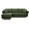 Image de Canapé d'angle convertible réversible 3-4 places CLAUDIUS - Tissu Vert olive - Coffre de rangement - L 244 x P 158 x H 95 cm