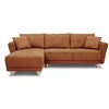 Image de Canapé d'angle convertible réversible 3-4 places CLAUDIUS - Tissu terracota - Coffre de rangement - L 244 x P 158 x H 95 cm