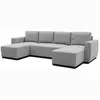 Image de Canapé d'angle convertible panoramique PHARELL 5/6 places - Tissu souris - Coffre de rangement - L297 x P155 x H71/85 cm