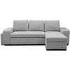 Image de Canapé d'angle convertible réversible VALDO 3/4 places - Tissu Souris - Tablette avec USB - Coffre + Pouf - L247xP143xH86 cm