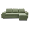 Image de Canapé d'angle convertible réversible VALDO 3/4 places - Tissu Vert - Tablette avec USB - Coffre + Pouf - L247xP143xH86 cm