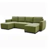 Image de Canapé d'angle convertible panoramique PHARELL 5/6 places - Tissu olive - Coffre de rangement - L297 x P155 x H71/85 cm