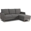 Image de Canapé D'Angle Fixe 3 Places Chipy - Tissu Anthracite - Réversible - L 192 X P 137 X H 82 Cm - Pieds Noir