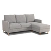 Image de Canapé D'Angle Fixe 3 Places Chipy - Tissu Gris Souris - Réversible - L 192 X P 137 X H 82 Cm - Pieds Bois Naturel