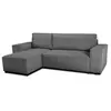 Image de Canapé d'angle convertible réversible CASAPY JOSH 4 places coffre 85 L velours côtelé anthracite