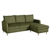 Image de Canapé d'angle fixe - 3 places - CHIPY - Tissu Lincoln Kaki - Pieds bois nature - 192 x 82 x 138 cm