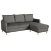 Image de Canapé d'angle fixe - 3 places - CHIPY - Tissu Lincoln Anthracite - Pieds bois nature - 192 x 82 x 138 cm