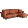 Image de Canapé d'angle convertible réversible CASAPY CLAUDIUS velours côtelé terracotta 244x158 coffre
