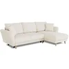 Image de Canapé d'angle convertible réversible CASAPY CLAUDIUS 3/4 places velours côtelé beige, coffre 244x158x86 cm