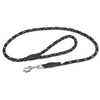 Image de Laisse ronde courte noire et blanche rayee O 10mm x 1,2m