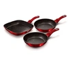 Image de Set de 2 Poêles à Frire 1 Grill Induction 20-24-28cm Aluminium, Antiadhésif Berlinger Haus Burgundy Rouge