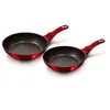 Image de Set de Poêles à Frire Induction 22 - 26cm Aluminium Antiadhésif Marbre sans PFOA Berlinger Haus Burgundy Rouge