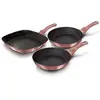 Image de Set de 2 Poêles à Frire 1 Grill Induction 20-24-28cm Aluminium, Antiadhésif Berlinger Haus I-Rose Rose